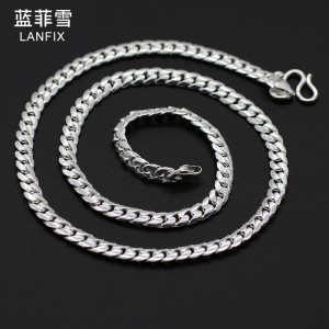 990 серебряное ожерелье одиночная пряжка двухсторонняя юбка ожерелье европейские и американские мужские ювелирные аксессуары